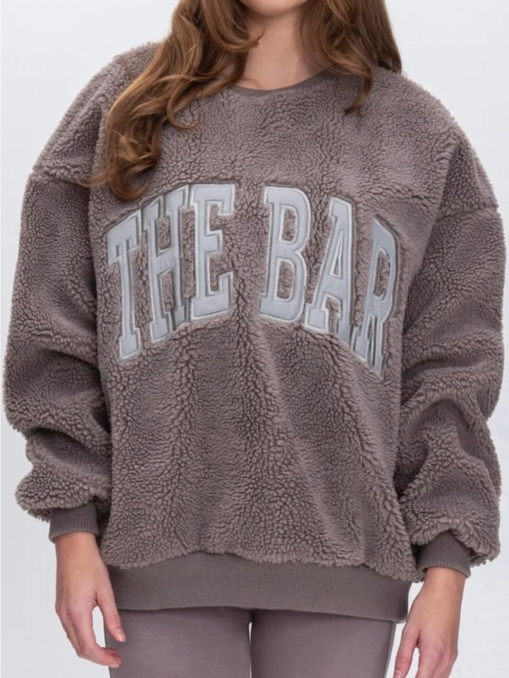 The Bar Gigi Teddy Sweatshirt in Cinder and Grey Cozy Sherpa Size M